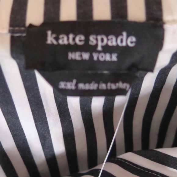 NWT Kate Spade Acrobat Stripe Black and White Embellished Shirt Size XXL - Picture 15 of 16